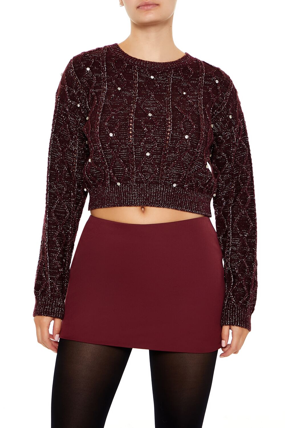 Glitter Knit Rhinestone Sweater | Forever 21 Womens
