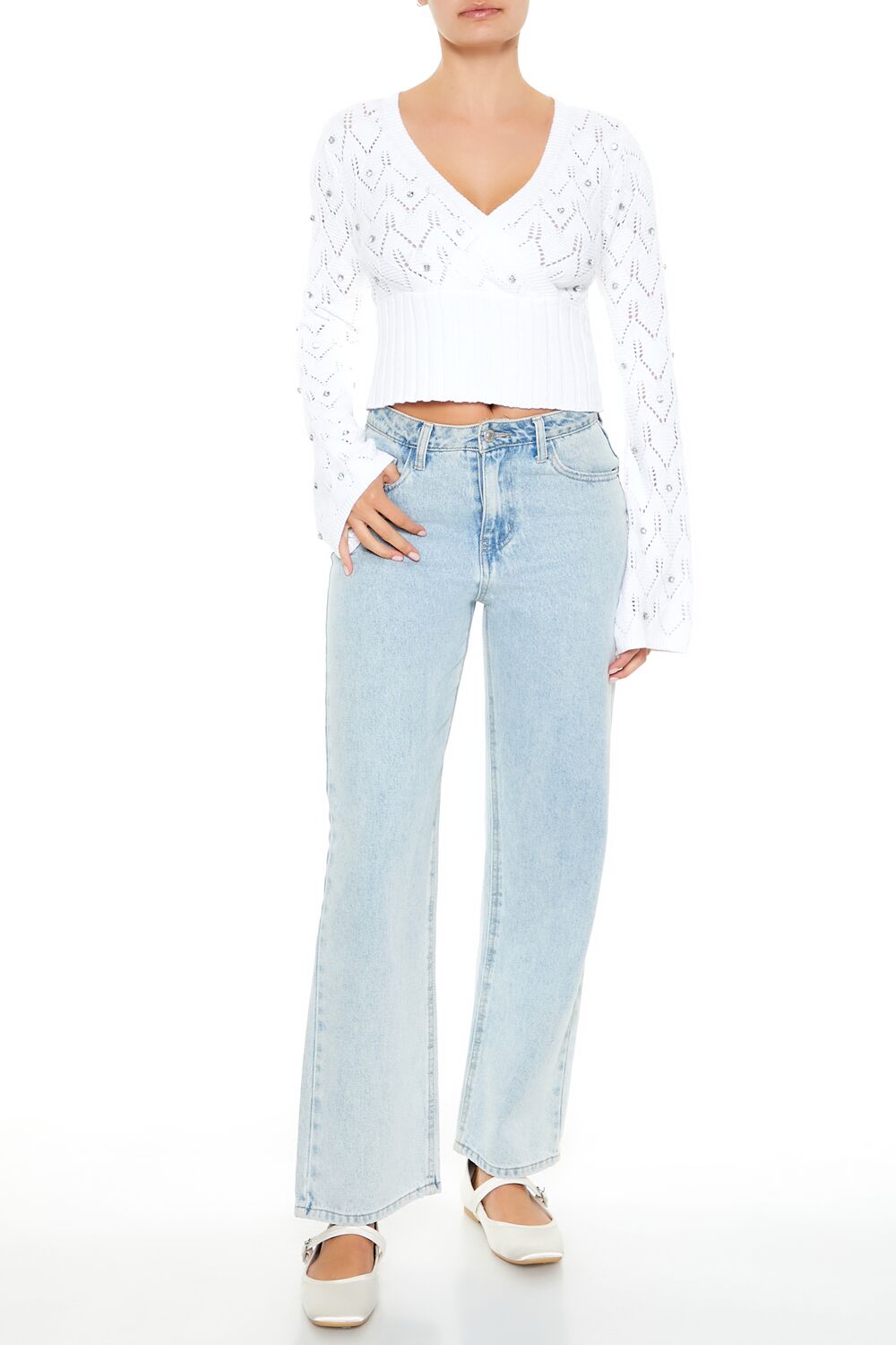 Rhinestone Cropped Sweater | Forever 21 Womens