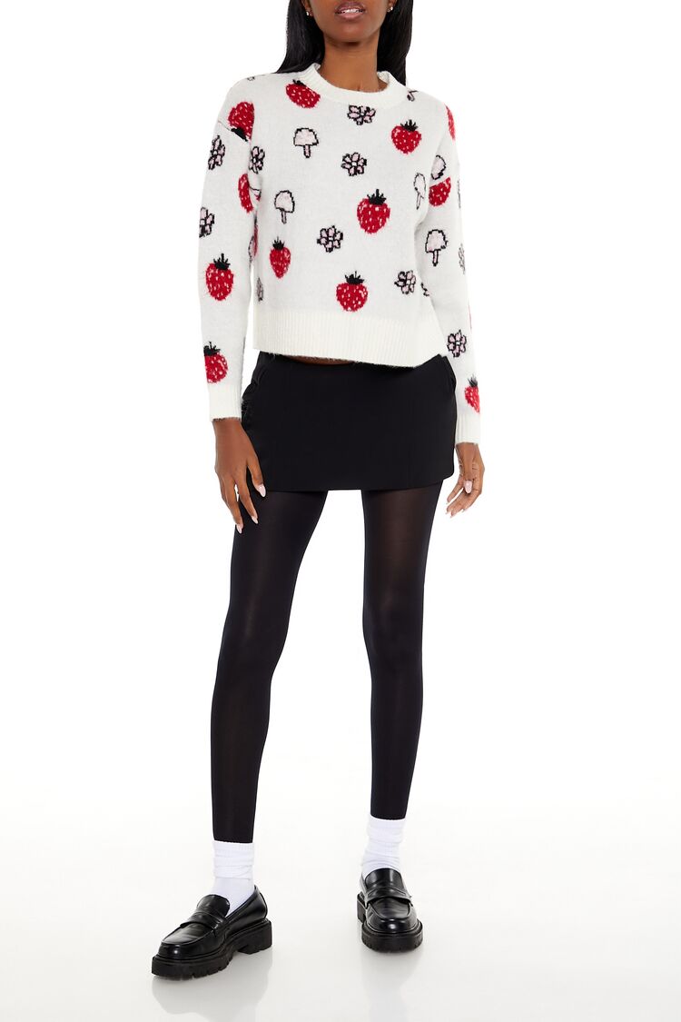 Strawberry & Mushroom Print Sweater | Forever 21 Womens