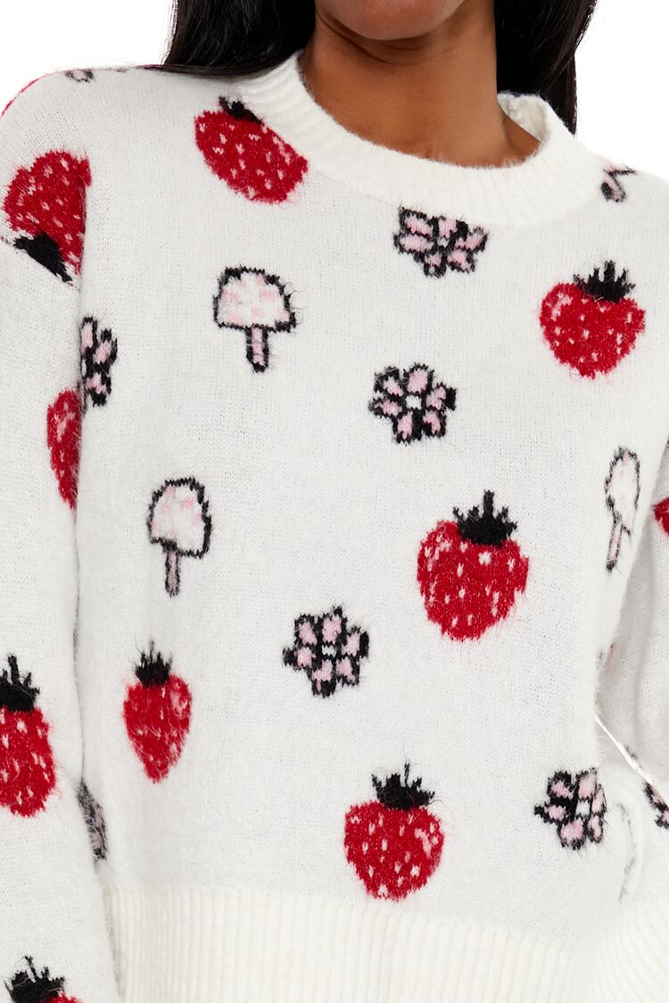 Strawberry & Mushroom Print Sweater | Forever 21 Womens
