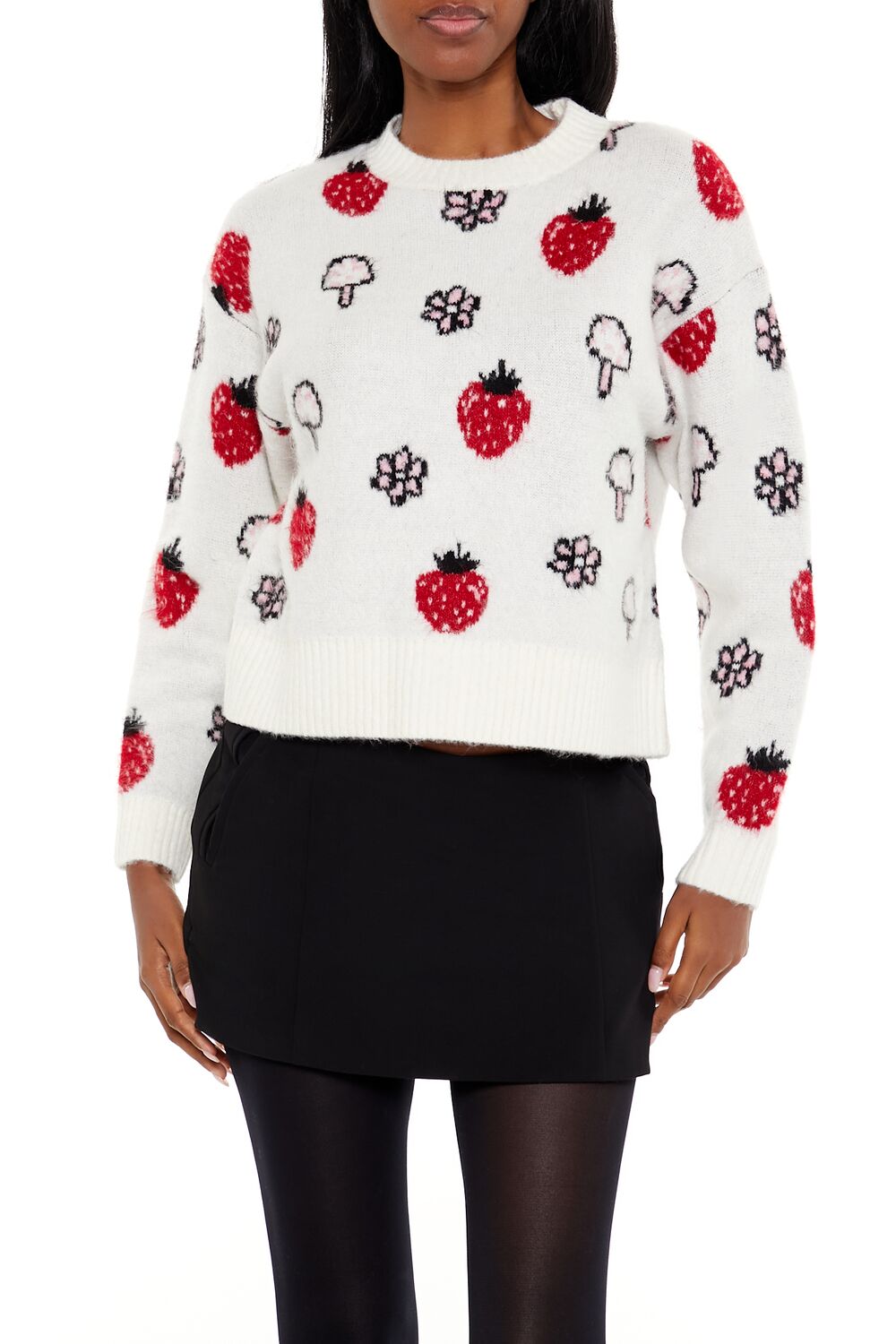 Strawberry & Mushroom Print Sweater | Forever 21 Womens
