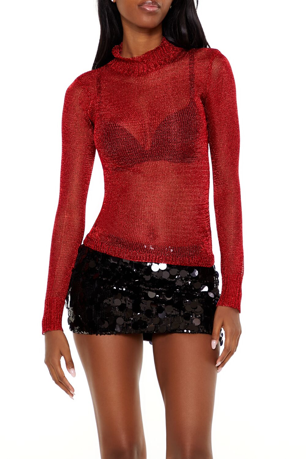 Sheer Glitter Turtleneck Sweater | Forever 21 Womens