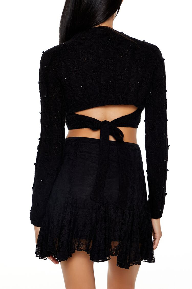Beaded Cropped Cable Knit Sweater | Forever 21 Womens