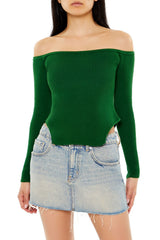 Off-the-Shoulder Cutout-Hem Sweater | Forever 21 Womens