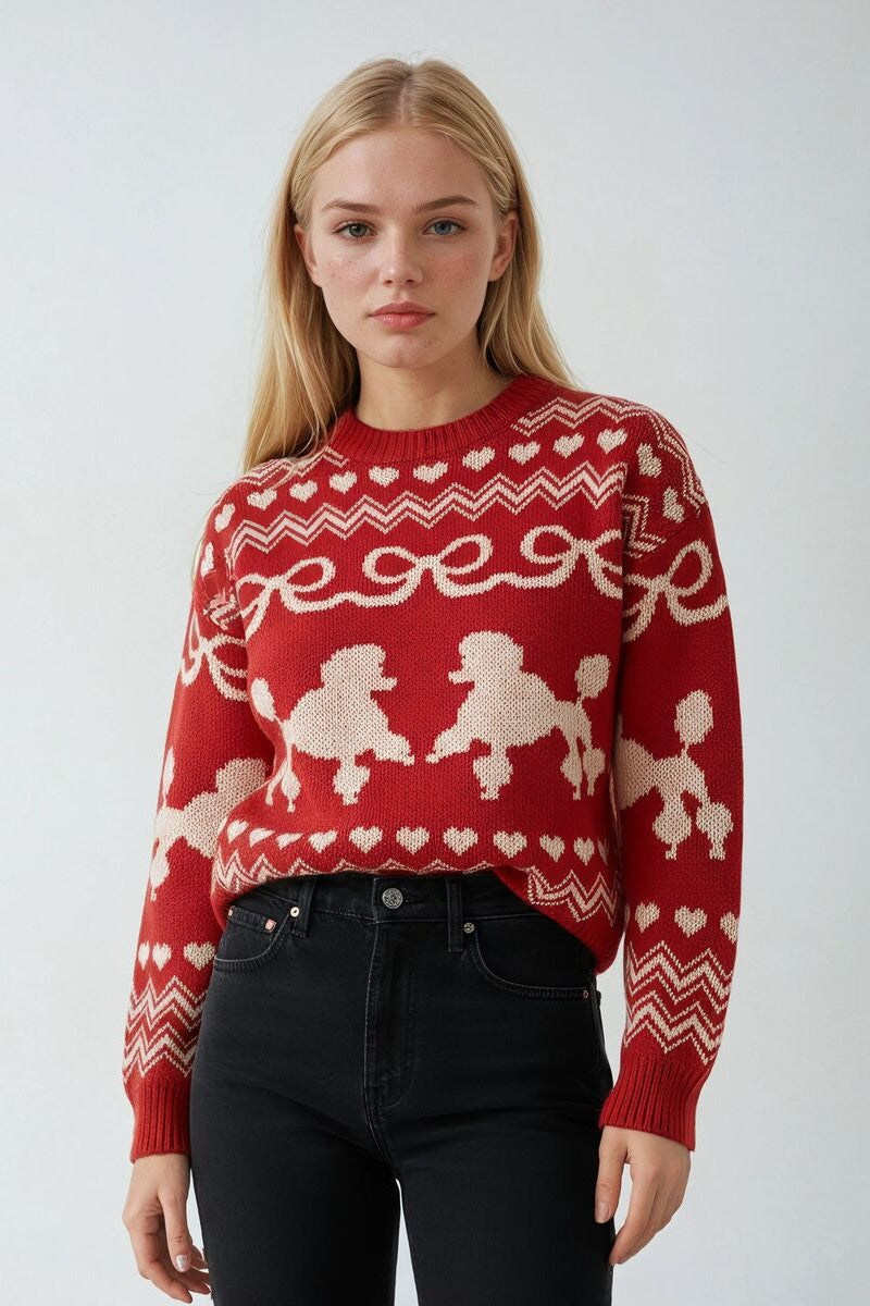 Poodle Pattern Fair Isle Knit Sweater | Forever 21 Womens