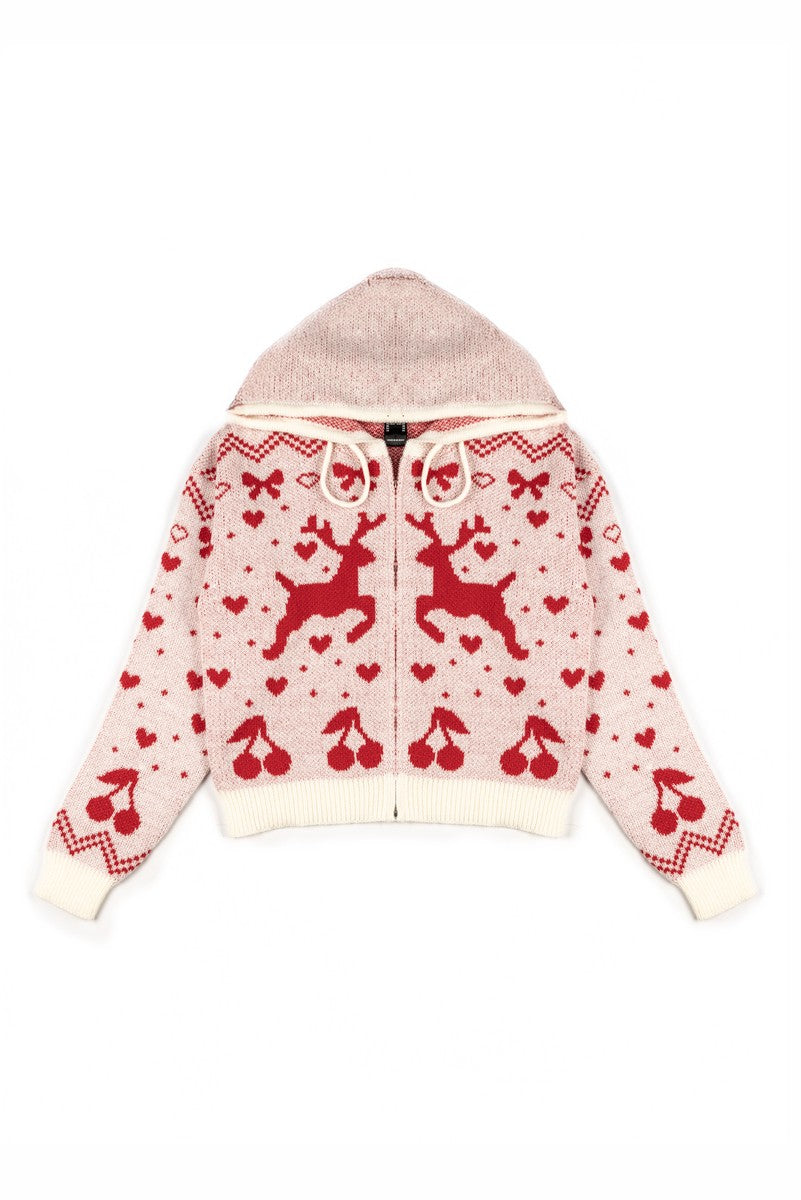 Reindeer Zip-Up Hoodie Sweater | Forever 21 Womens