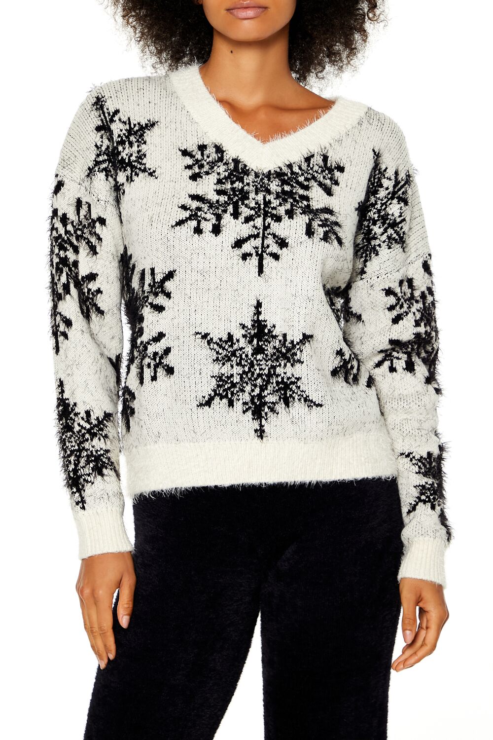 Fuzzy Knit Snowflake Sweater | Forever 21 Womens