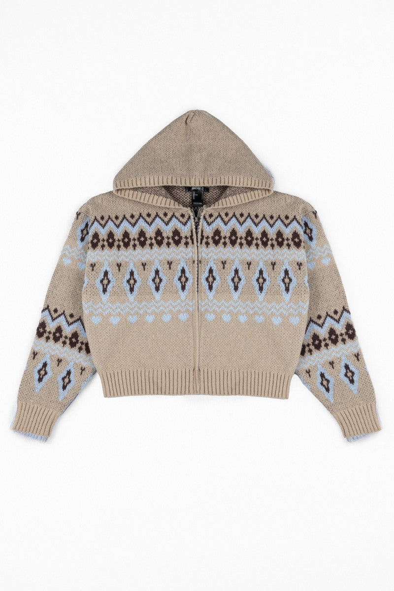 Fair Isle Zip-Up Hoodie Sweater | Forever 21 Womens