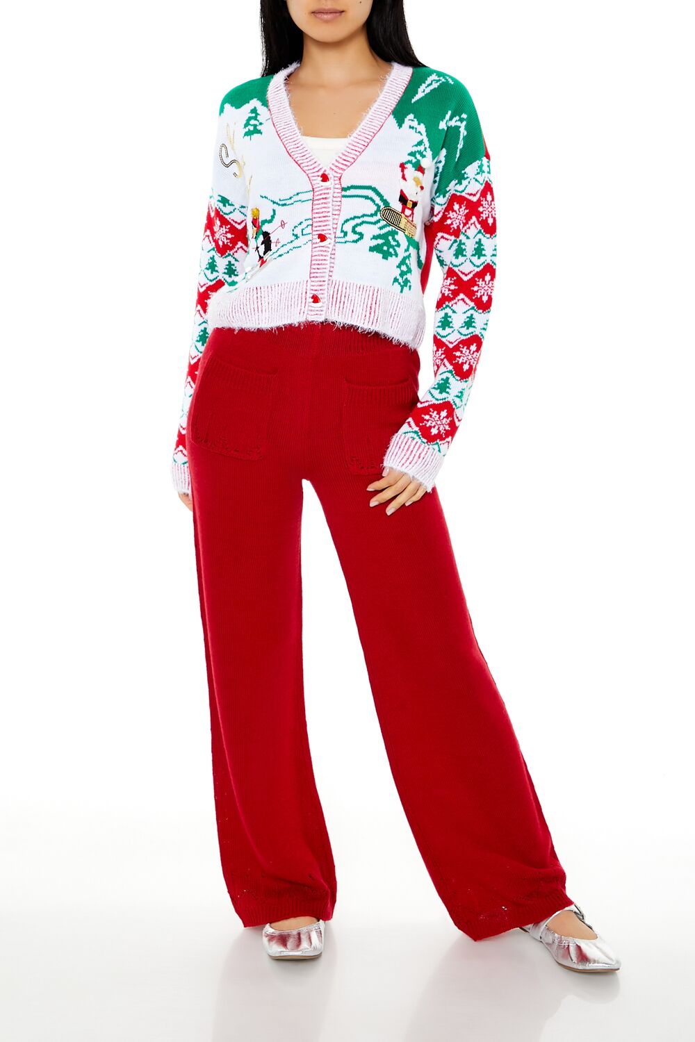 Snowboarding Santa Cardigan Sweater | Forever 21 Womens