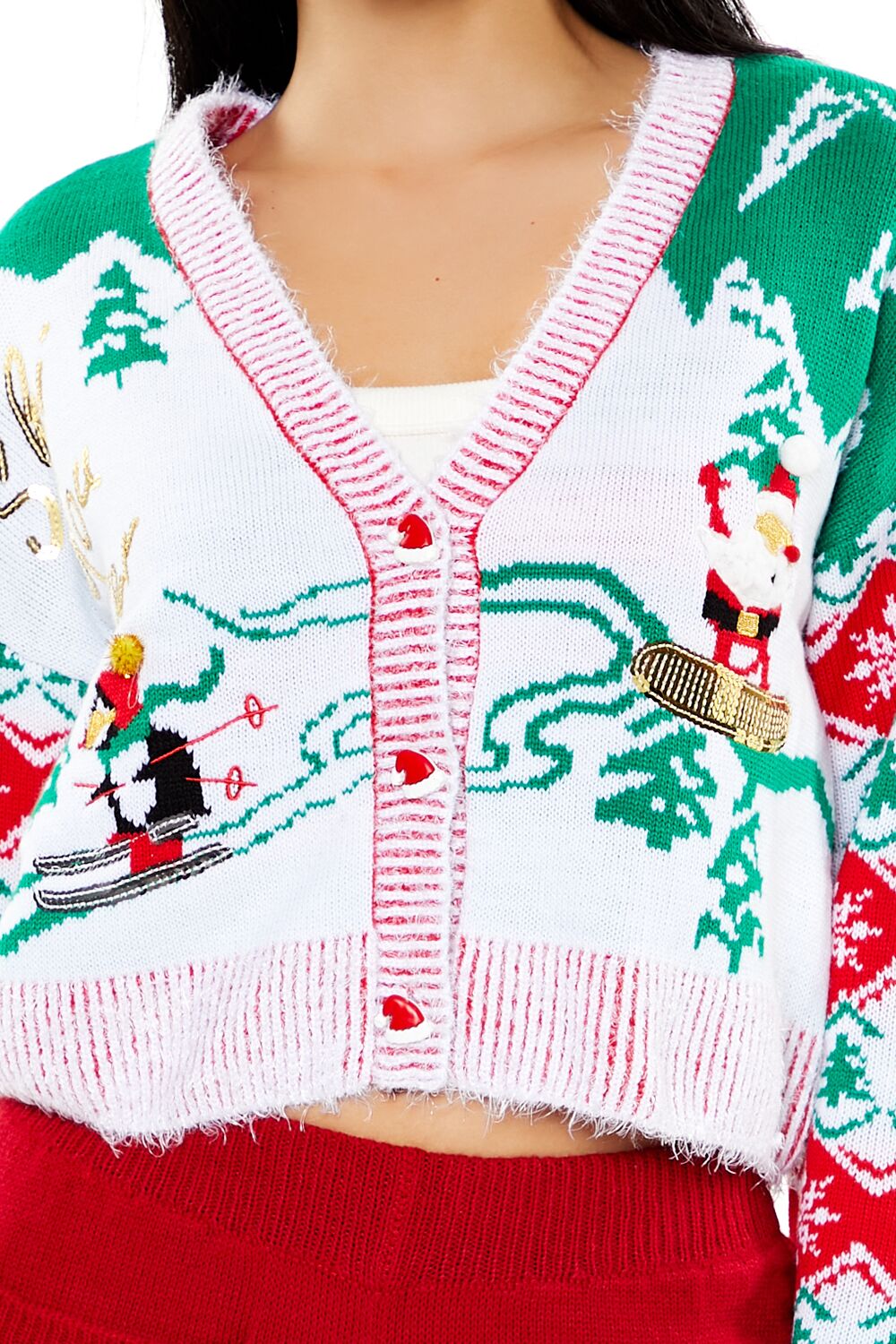 Snowboarding Santa Cardigan Sweater | Forever 21 Womens