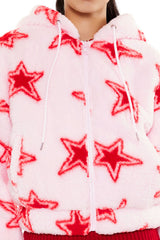 Faux Shearling Star Print Hoodie | Forever 21 Womens