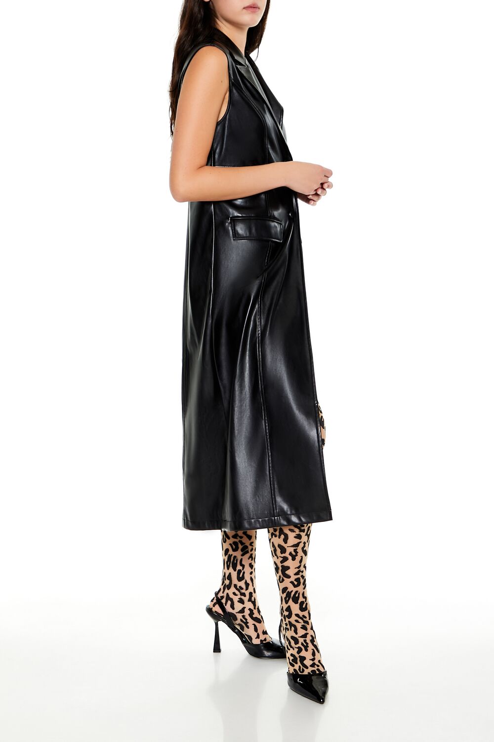 Notched Faux Leather Longline Vest | Forever 21 Womens