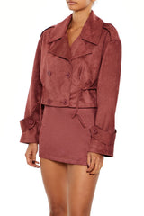 Faux Suede Cropped Trench Coat | Forever 21 Womens