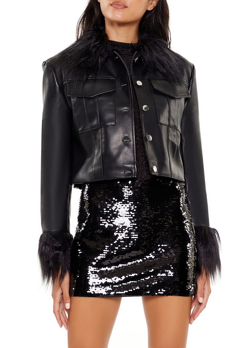 Faux Fur & Leather Trucker Jacket | Forever 21 Womens