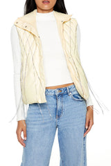Quilted Rhinestone Fringe Vest | Forever 21 Womens