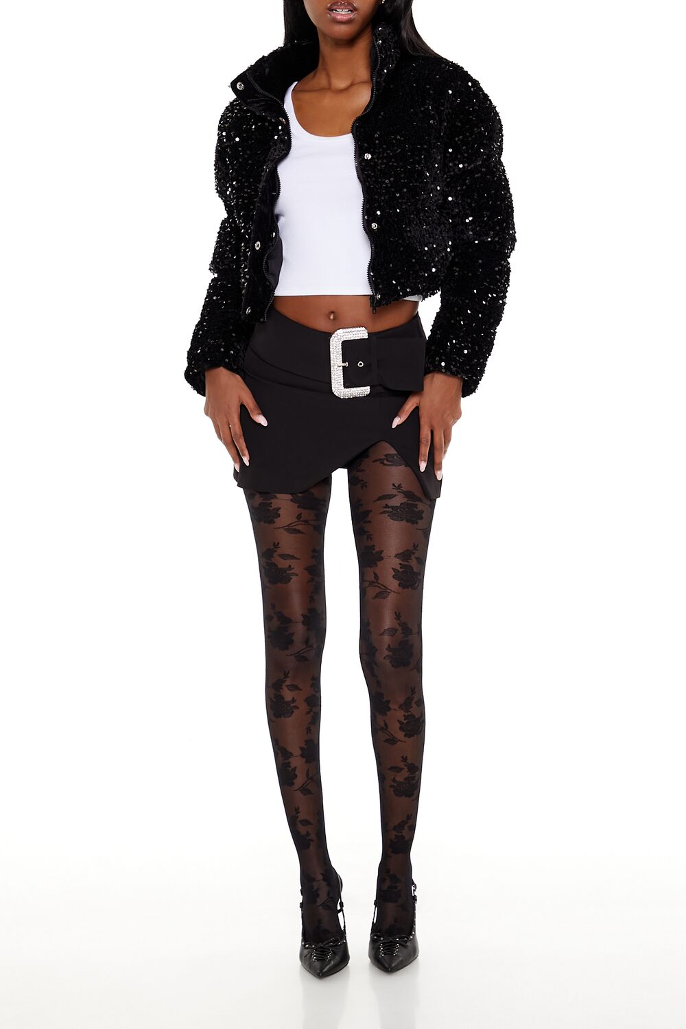 Sequin Faux Fur Puffer Jacket | Forever 21 Womens