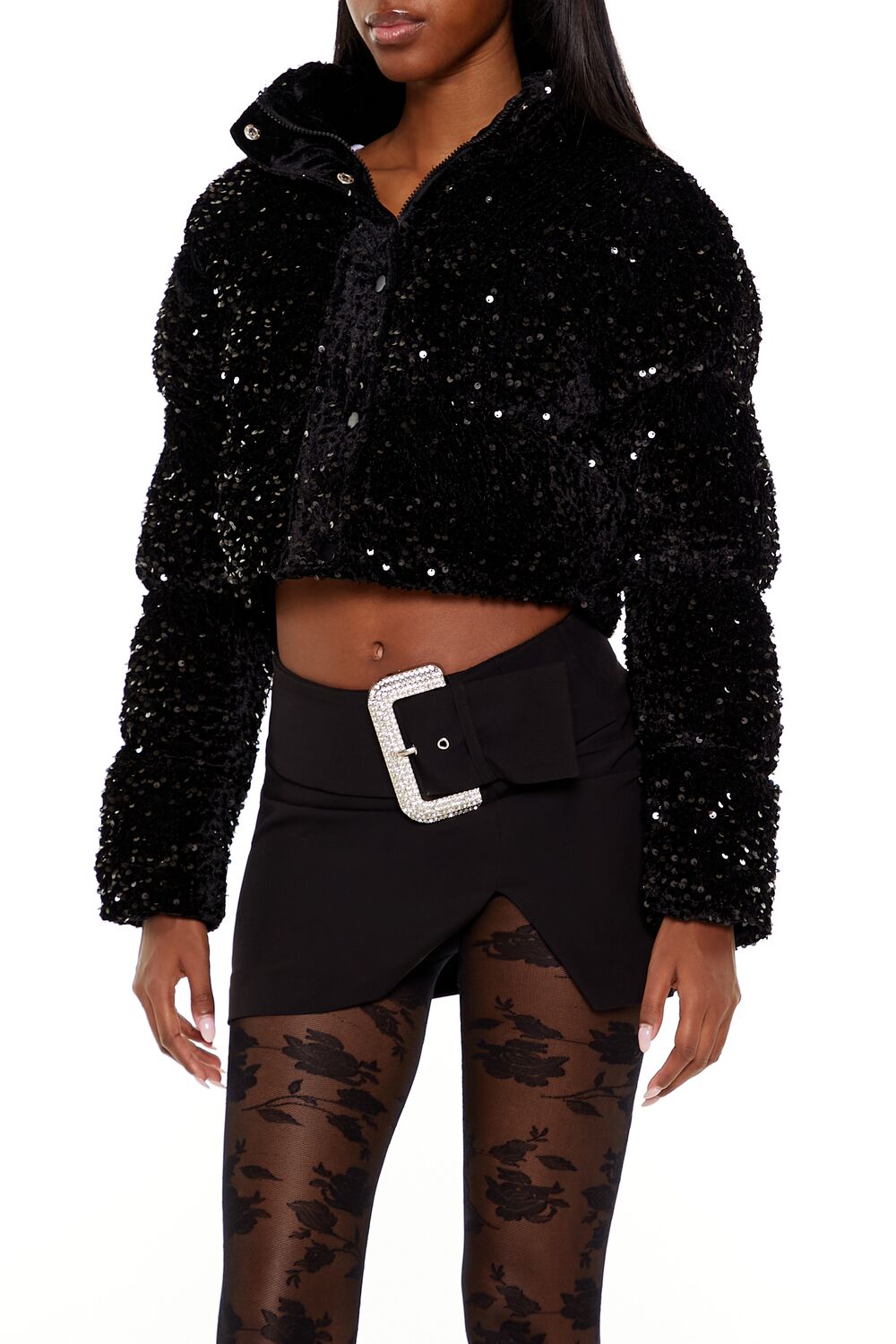 Sequin Faux Fur Puffer Jacket | Forever 21 Womens