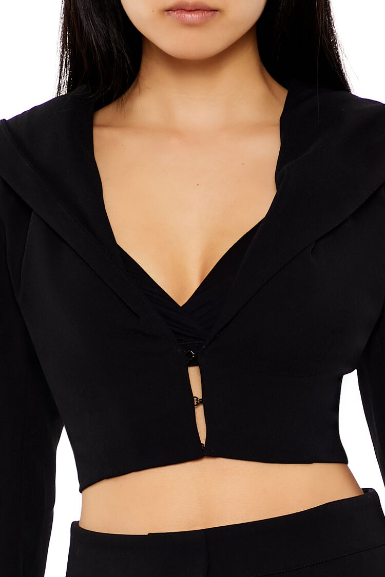 Plunging Hooded Cropped Blazer | Forever 21 Womens