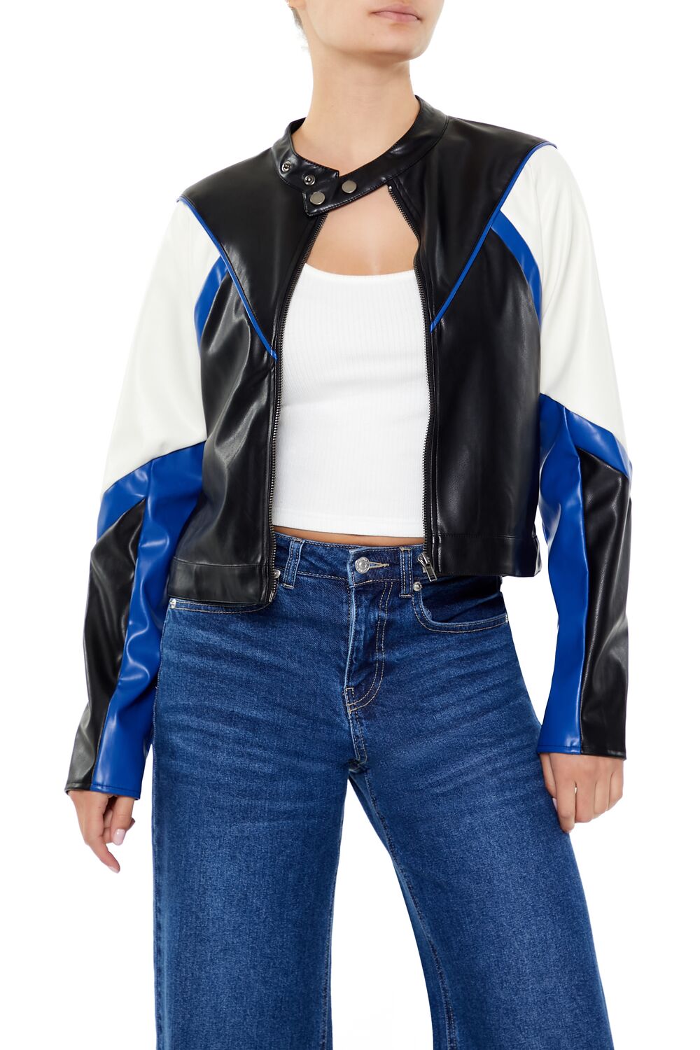 Colorblock Cropped Moto Jacket | Forever 21 Womens
