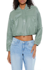 Faux Leather Cropped Bomber Jacker | Forever 21 Womens