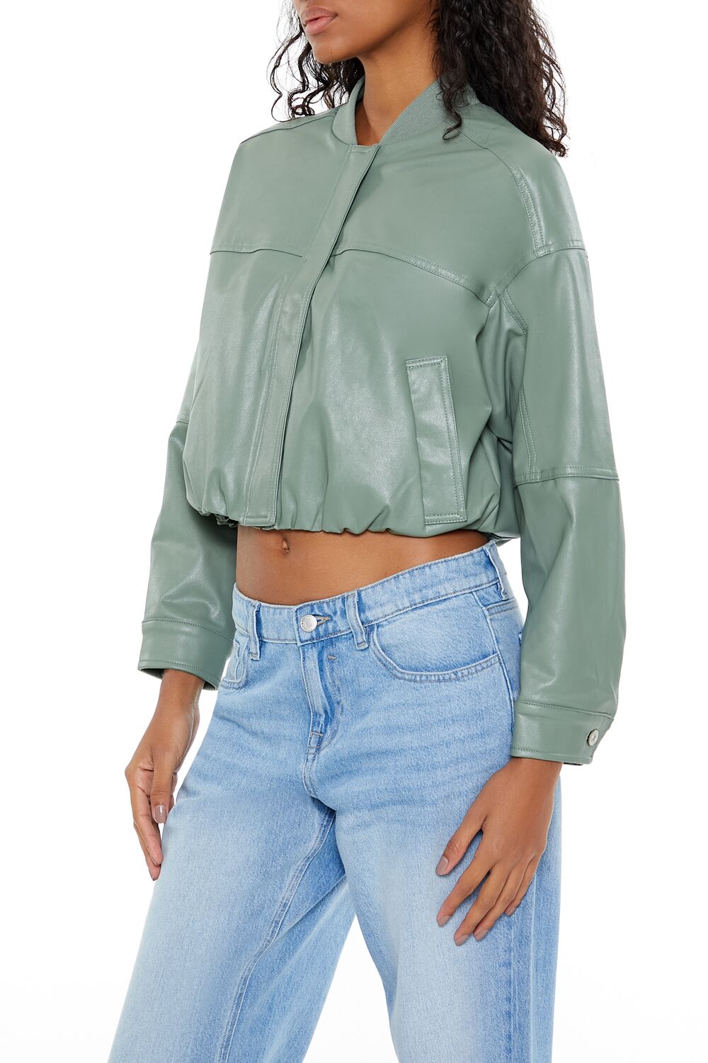 Faux Leather Cropped Bomber Jacker | Forever 21 Womens