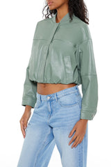 Faux Leather Cropped Bomber Jacker | Forever 21 Womens