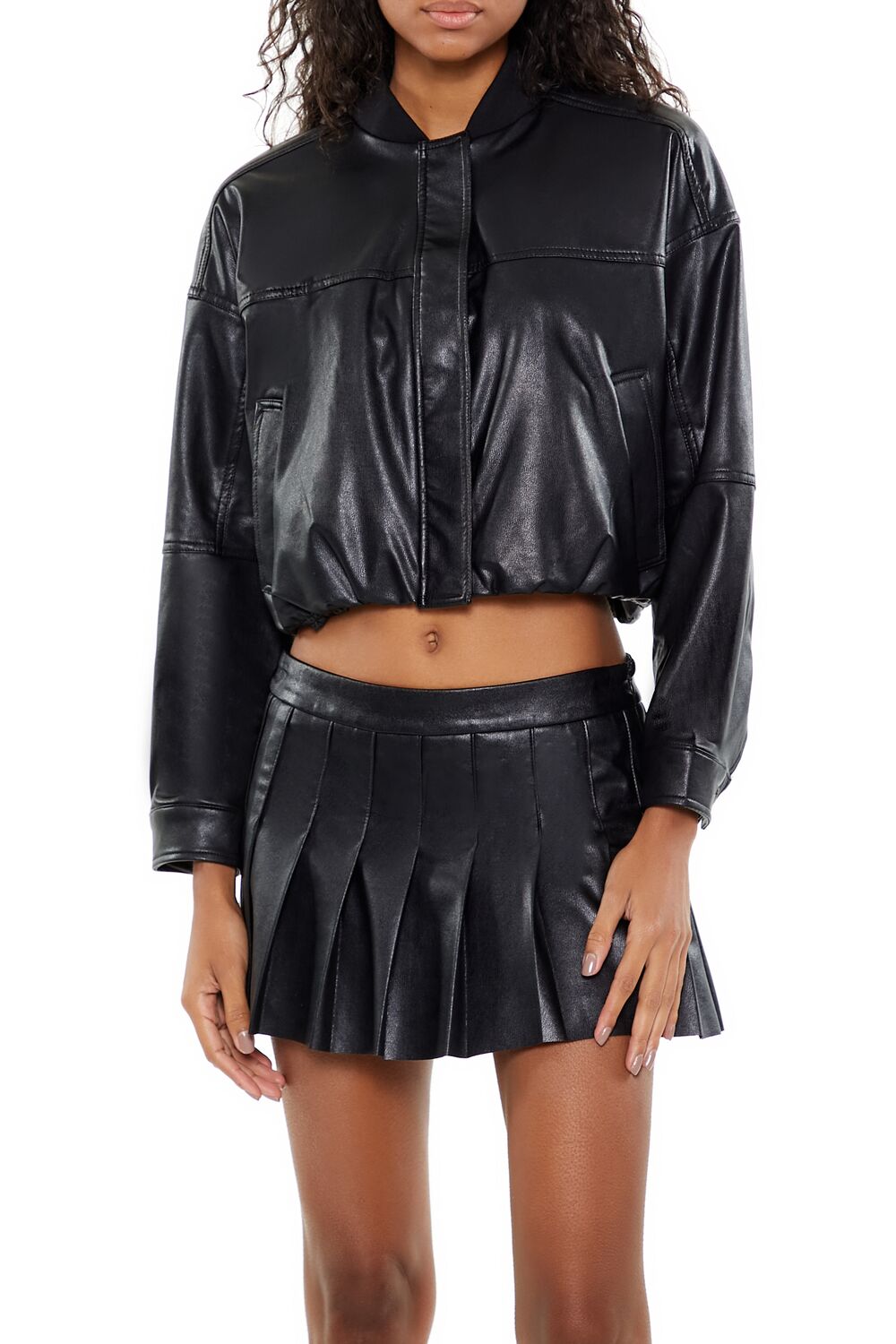 Faux Leather Cropped Bomber Jacker | Forever 21 Womens