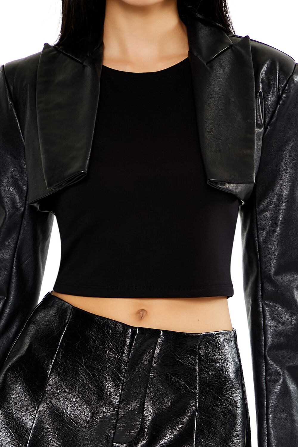 Faux Leather Cropped Blazer | Forever 21 Womens