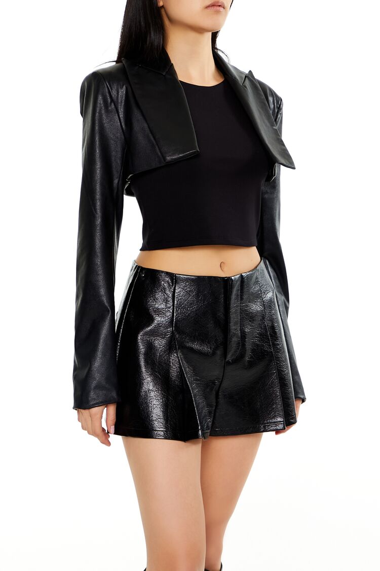 Faux Leather Cropped Blazer | Forever 21 Womens