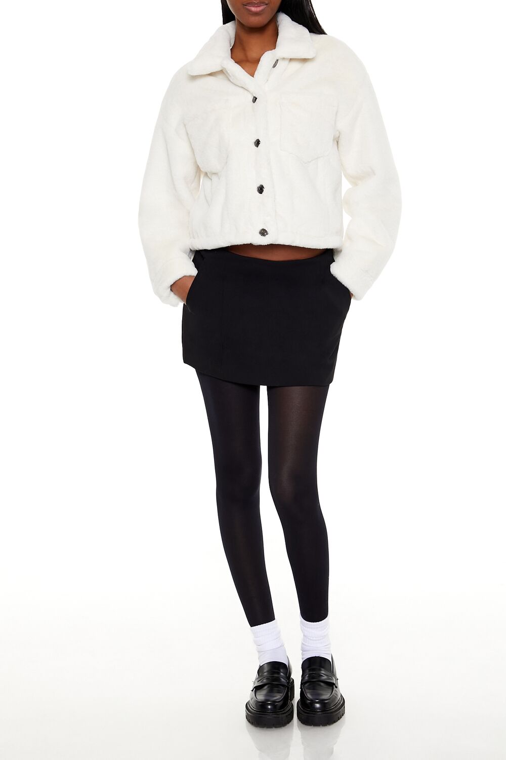 Faux Fur Cropped Shacket | Forever 21 Womens