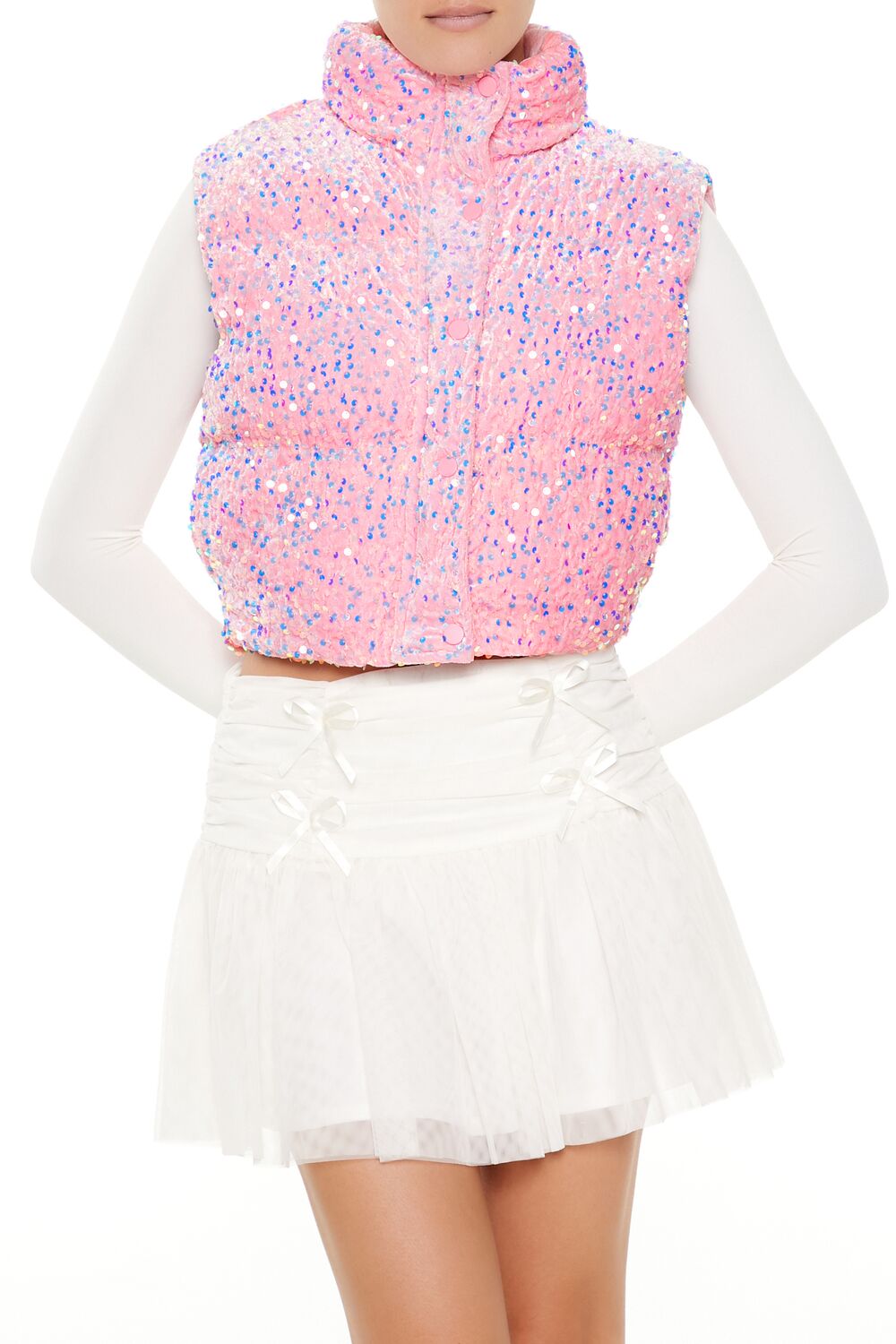 Iridescent Sequin Faux Fur Vest | Forever 21 Womens