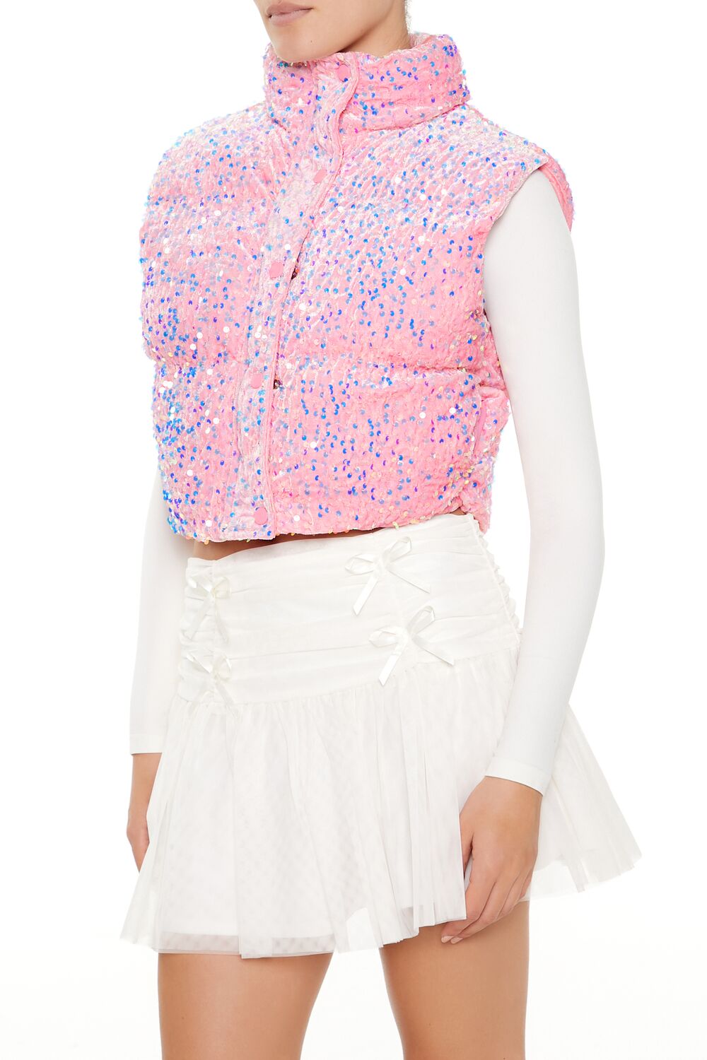 Iridescent Sequin Faux Fur Vest | Forever 21 Womens