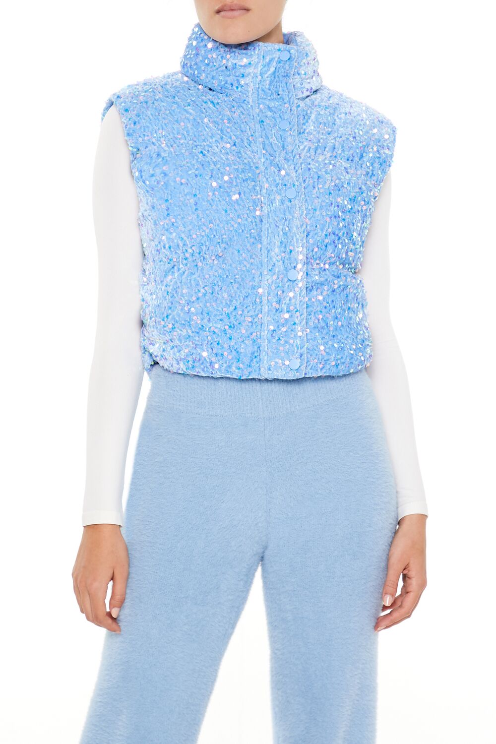 Iridescent Sequin Faux Fur Vest | Forever 21 Womens
