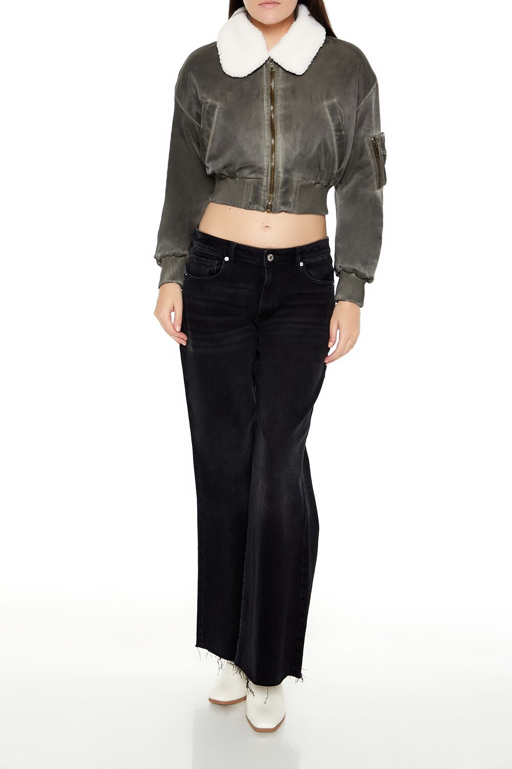 Oil Wash Cropped Bomber Jacket | Forever 21 Womens