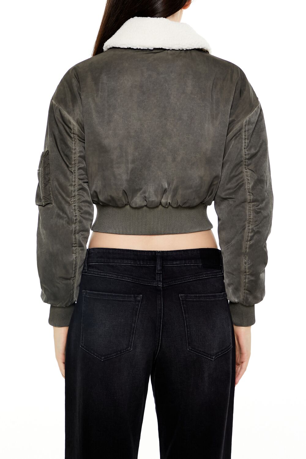 Oil Wash Cropped Bomber Jacket | Forever 21 Womens