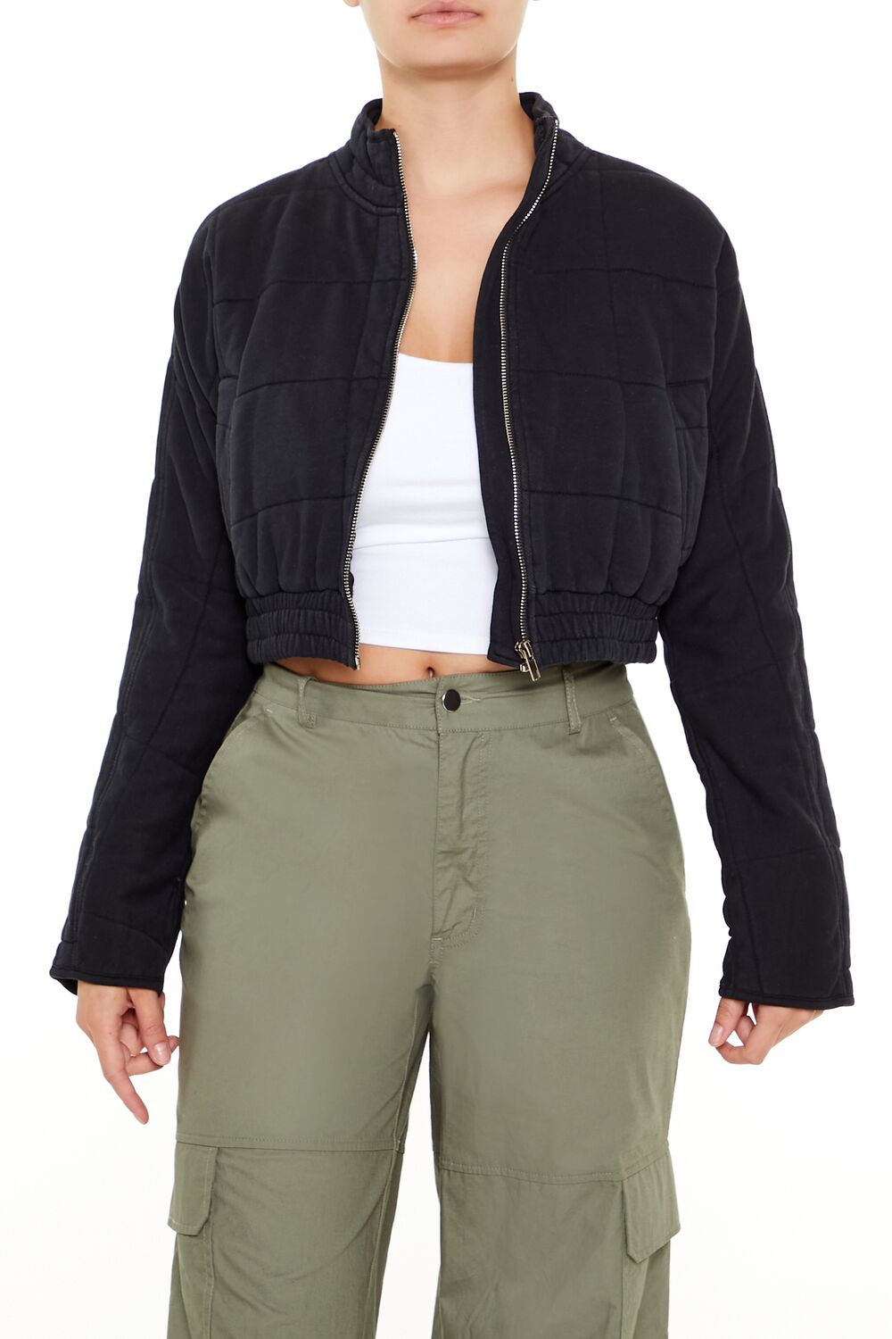 Quilted Zip-Up Cropped Jacket | Forever 21 Womens