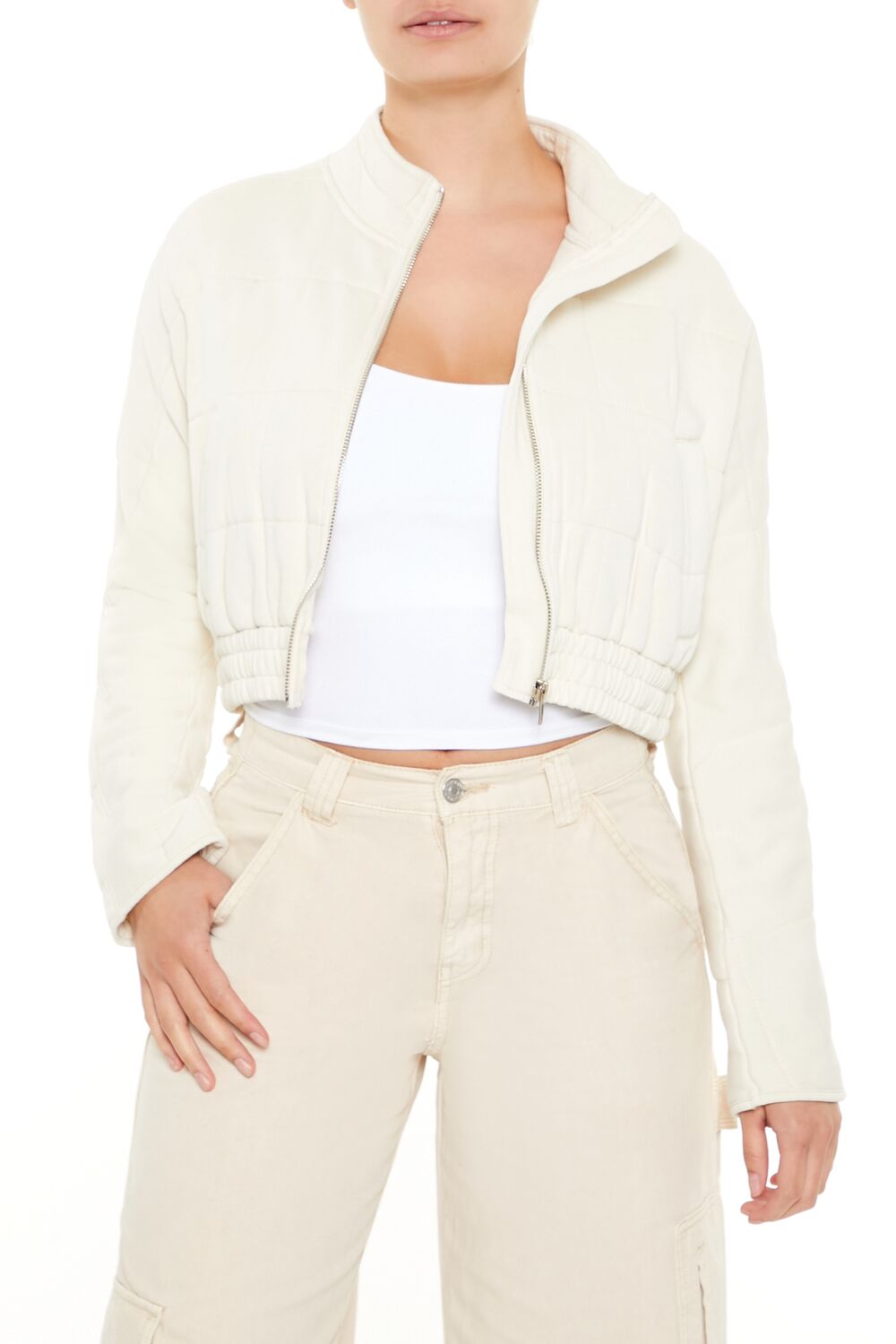 Quilted Zip-Up Cropped Jacket | Forever 21 Womens