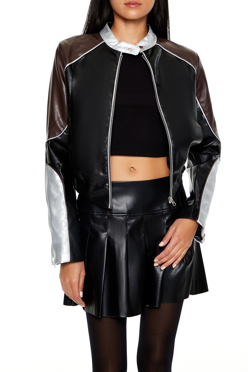 Metallic Colorblock Moto Jacket | Forever 21 Womens