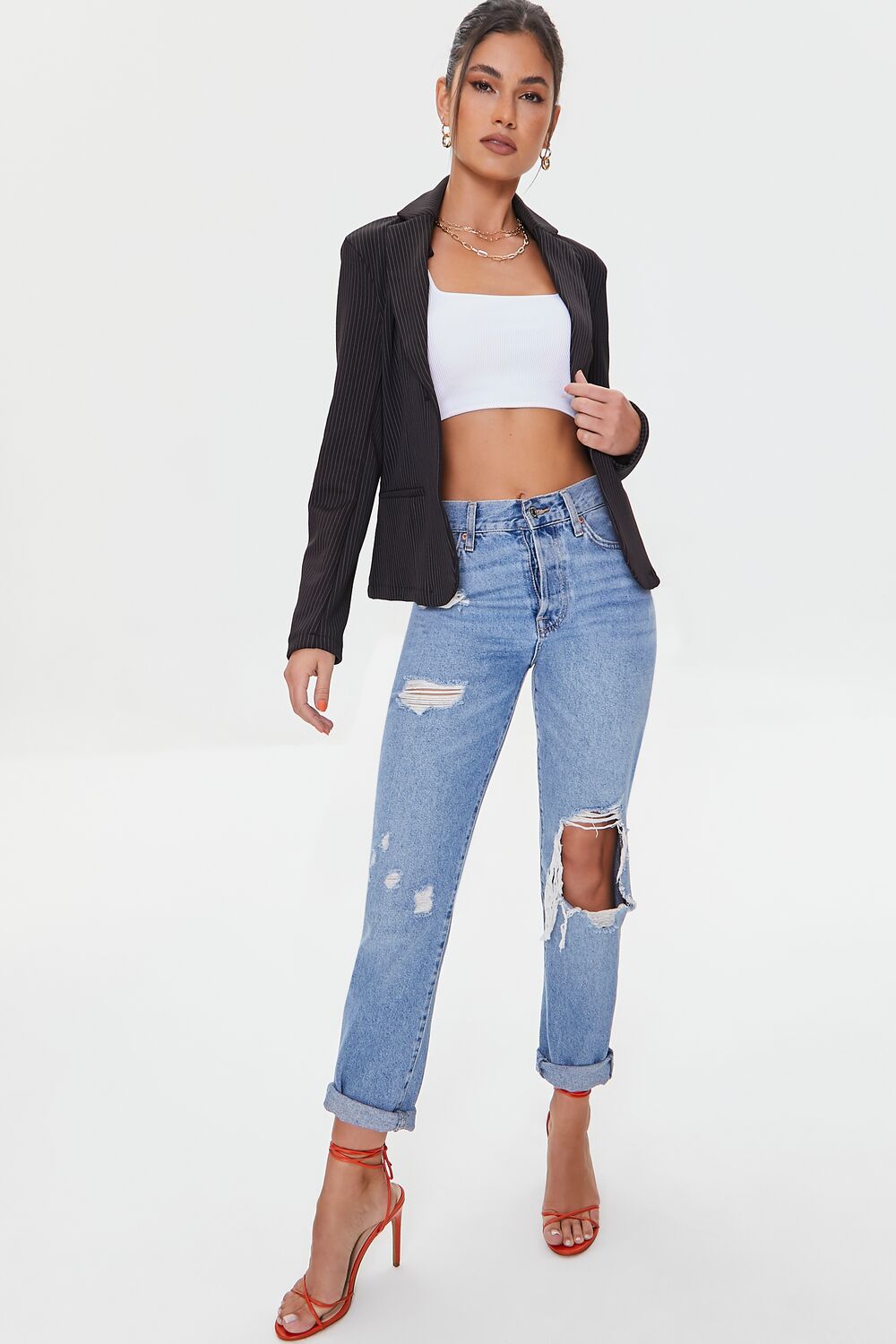 Pinstriped Button-Front Blazer | Forever 21 Womens