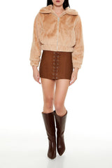 Plush Cropped Bomber Jacket | Forever 21 Womens