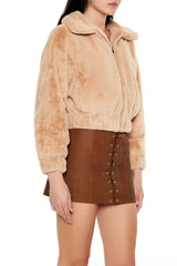 Plush Cropped Bomber Jacket | Forever 21 Womens