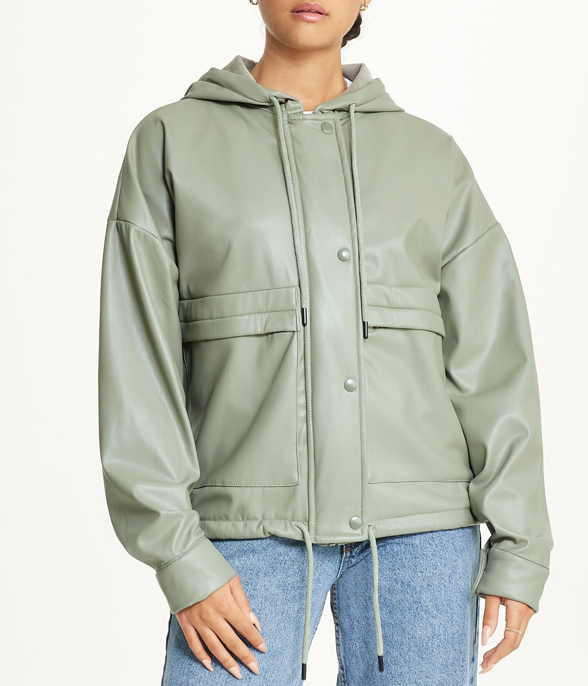 Vegan Leather Button Front Jacket | Forever 21 Womens