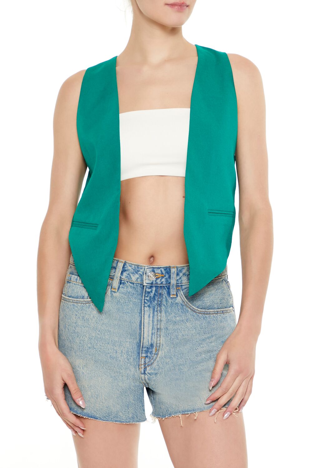 Open-Front Pointed-Hem Vest | Forever 21 Womens