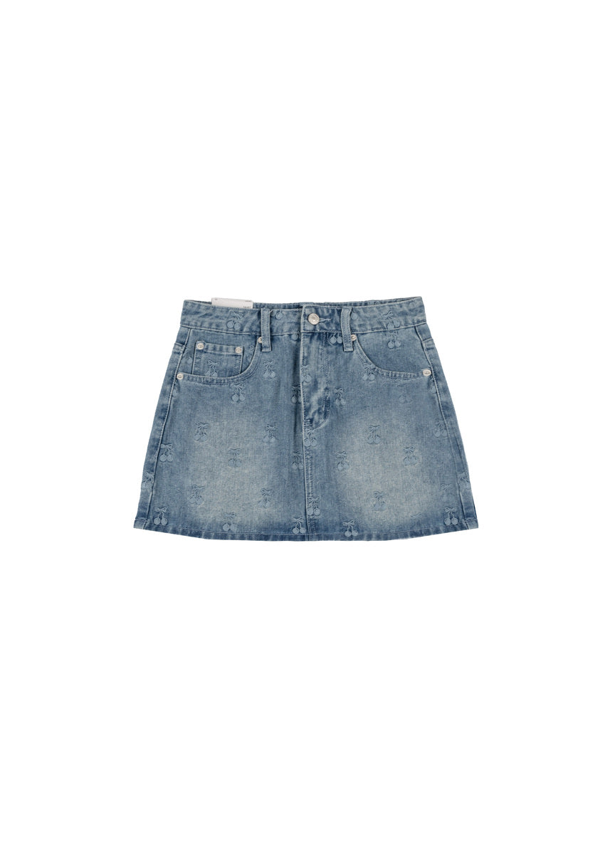 Cherry Embroidered Denim Mini Skirt | Forever 21 Womens