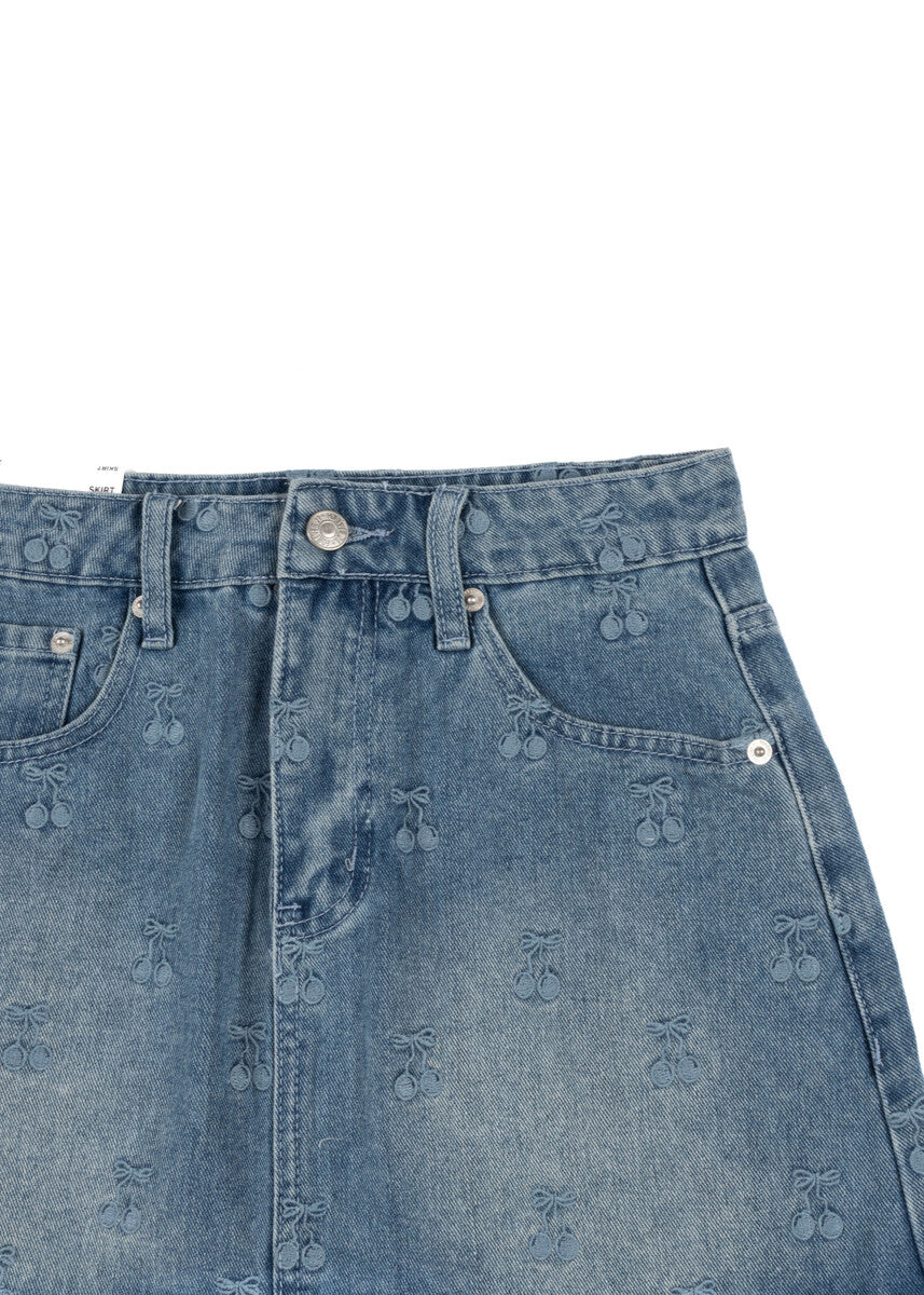 Cherry Embroidered Denim Mini Skirt | Forever 21 Womens