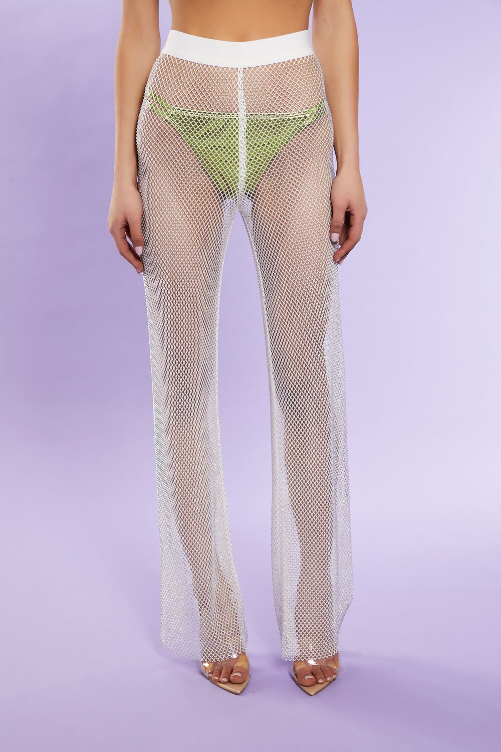 Rhinestone Netted Wide-Leg Pants | Forever 21 Womens