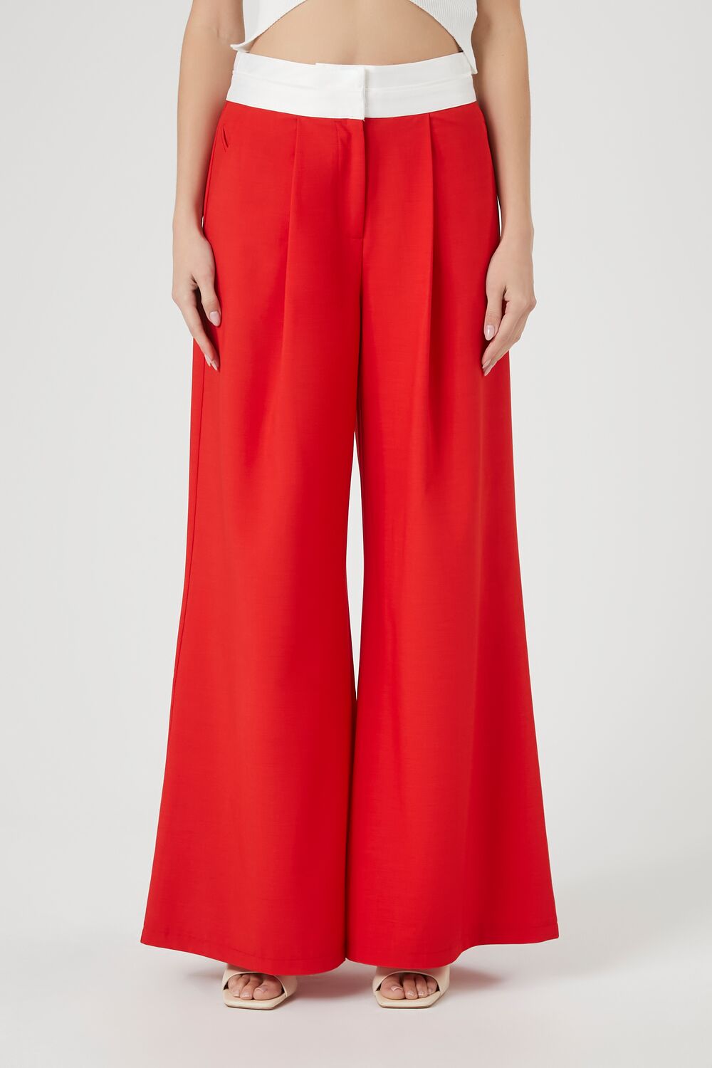 Contrast Wide-Leg Trousers | Forever 21 Womens