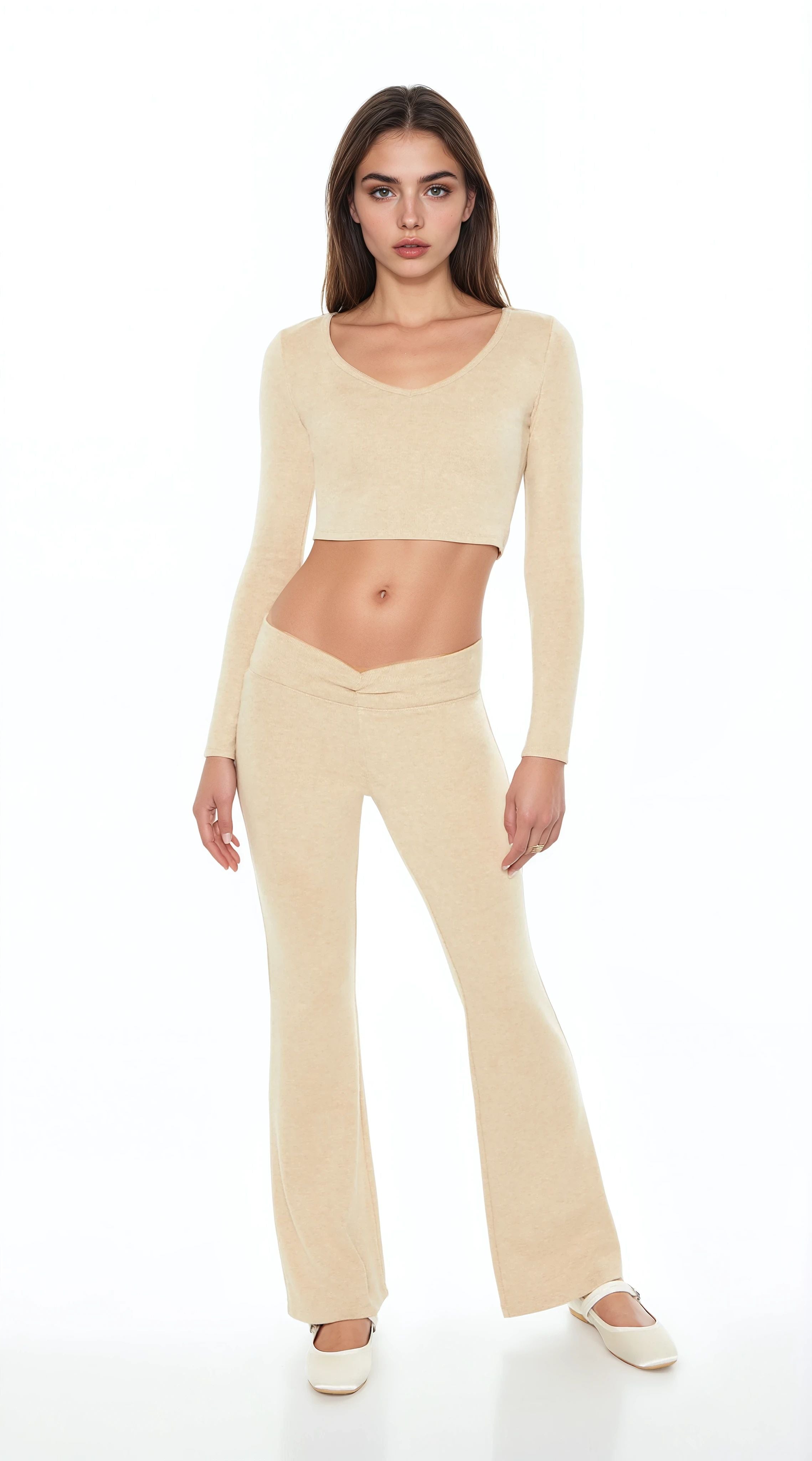 Mid-Rise V-Cut Flare Pants | Forever 21 Womens