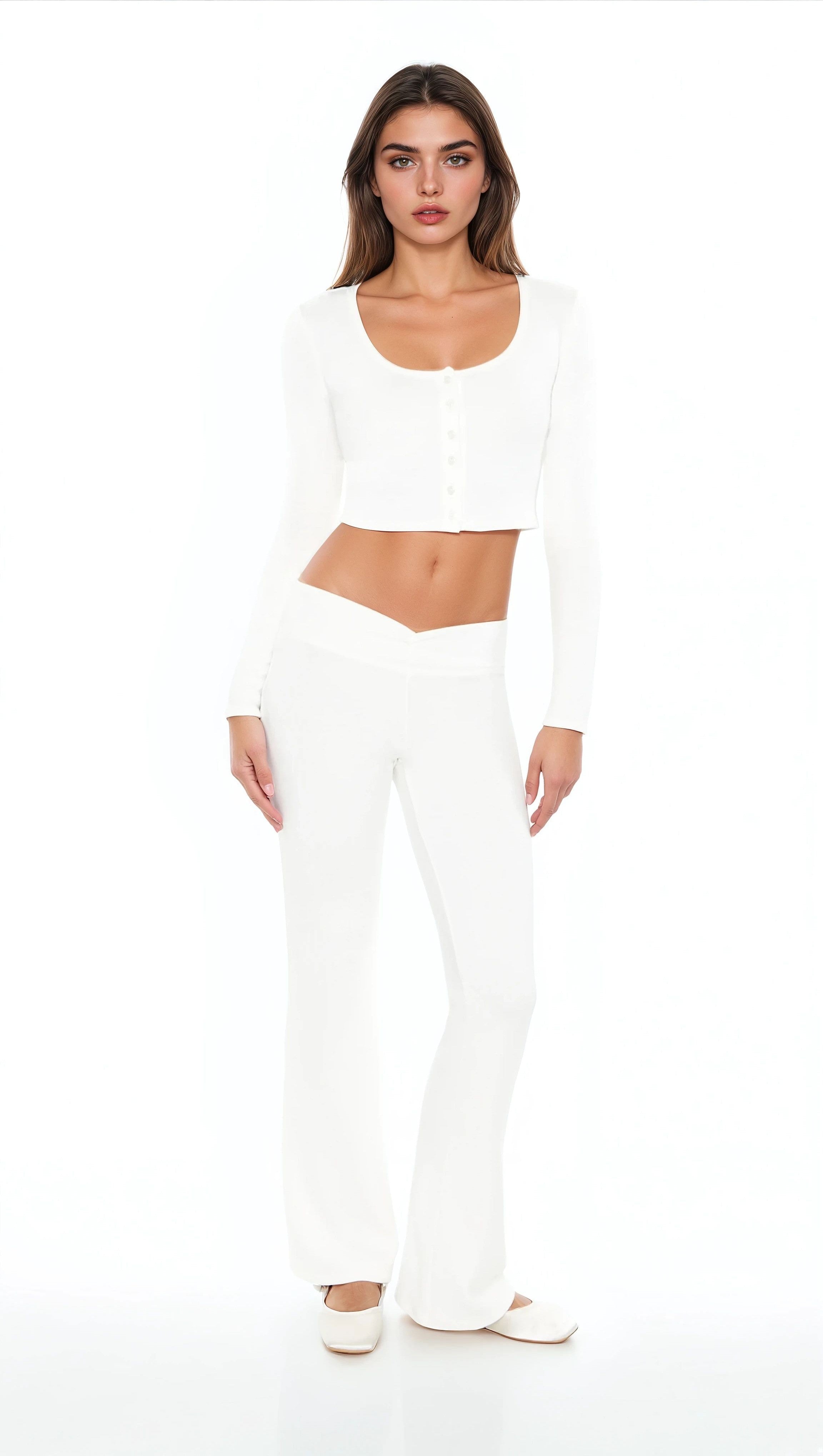 Mid-Rise V-Cut Flare Pants | Forever 21 Womens
