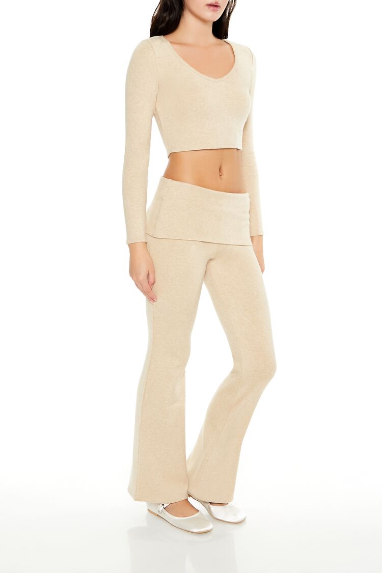 Mid-Rise Foldover Flare Pants | Forever 21 Womens